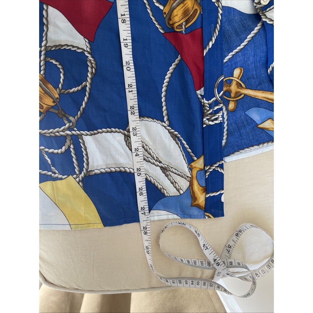 LAUREN RALPH LAUREN Women Top Blouse Nautical Theme Flags Anchor Button 1X - Picture 6 of 7